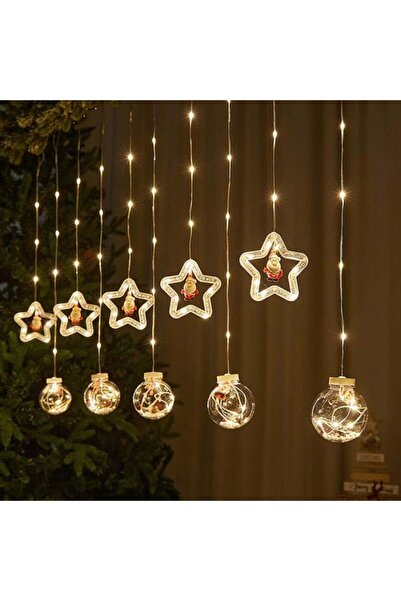 Zet Christmas Light Curtain 3m – Stars and Globes, 8 Lighting Modes, Warm Light + cadou Mini-Zet