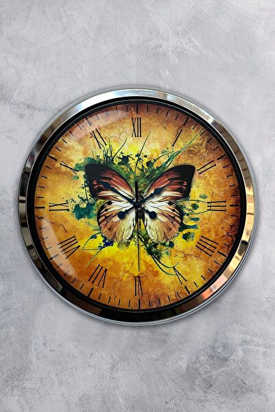 Kasva Concept هدية ساعة حائط على شكل طائر من معدن الكروم مقاس 40 سم