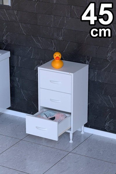 Modilayn SÖKE, 3 Çekmeceli, Ayaklı, Çok Amaçlı Banyo Dolabı (14 farklı Genişl...