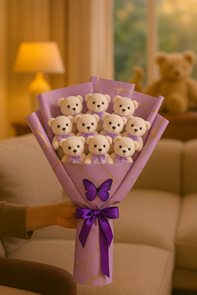 BYSHOPPİNG 10 Ayıcıklı Buket-Yılbaşı Özel Hediyelik-Sevgiliye Özel Dekoratif ...