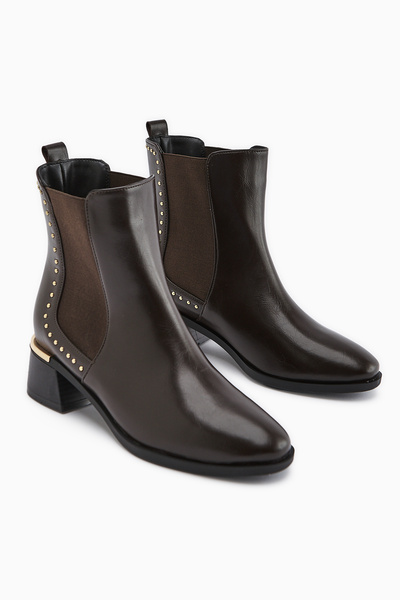 Limoya Jane Brown Elastic Heeled Women's Boots