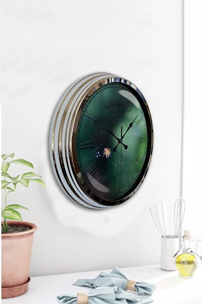 Kasva Concept Hediyelik 40 Cm Krom Metal Eskitme Duvar Saati