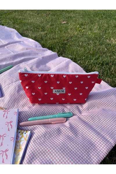 AXUM Zippered Single Eyed Cloth Pen Holder Pencil Case Wallet Makeup Bag