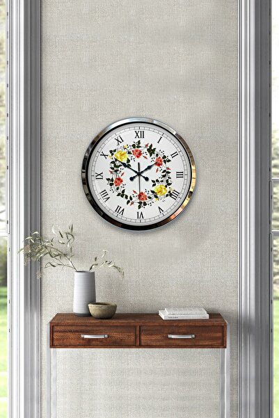 Kasva Concept Δώρο 40 εκ. Χρώμιο Μεταλλικό Ρολόι Τοίχου Tailor