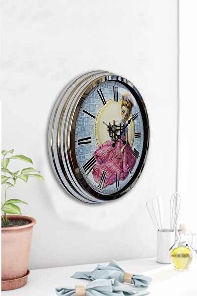 Kasva Concept ساعة حائط بناتي معدن كروم مقاس 40 سم