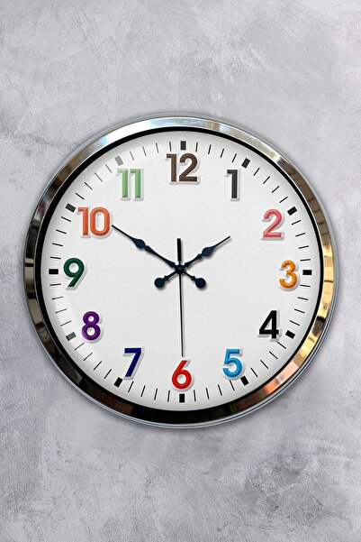 Kasva Concept هدية ساعة حائط معدنية ملونة مقاس 40 سم من الكروم