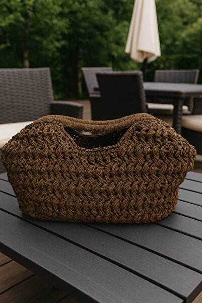 Nas Aksesuar Δώρο για ειδικές περιστάσεις Χειροποίητη πλεκτή τσάντα κομψή τσάντα χειρός bitter coffee