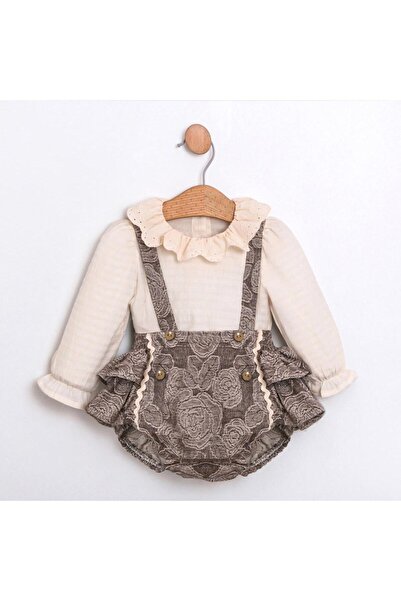 Magu Baby Girl Cotton Lace Collar Long Sleeve Floral Print Romper with Shorts Set – Vintage Style