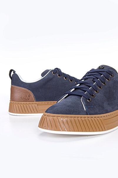 Vantaggio Tyron Navy Blue Nubuck 100% Genuine Leather Men's Sneaker Shoes