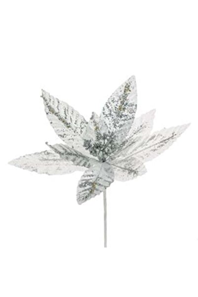 Silver Star Silver Christmas Decorative Flower with Sequins 19 cm