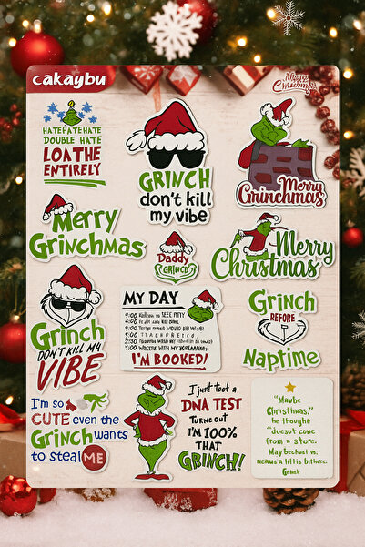 cakaybu مجموعة ملصقات غرينش لعيد الميلاد - ملصقات ذات طابع العام الجديد | –