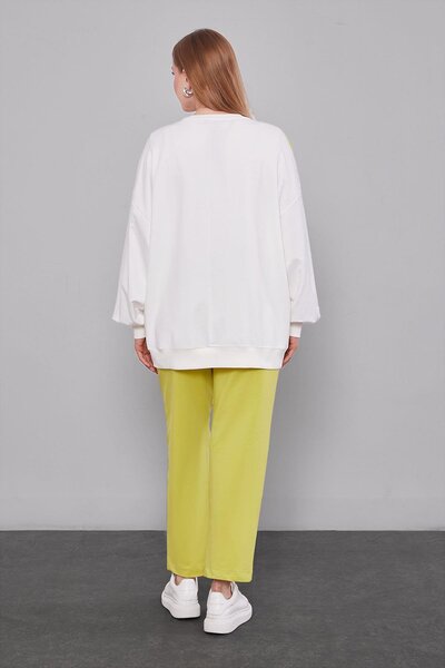 Levidor Pistachio Green Shoulder Detail Sweatshirt