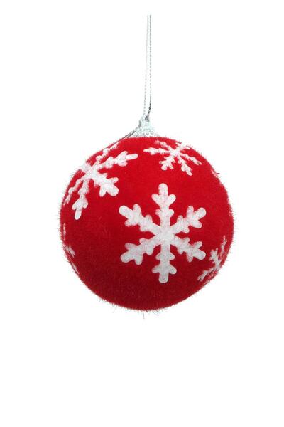 Bizzotto كرة عيد الميلاد الحمراء، مع ندف الثلج، 8 سم، عبوة من 6 قطع، زينة أني...