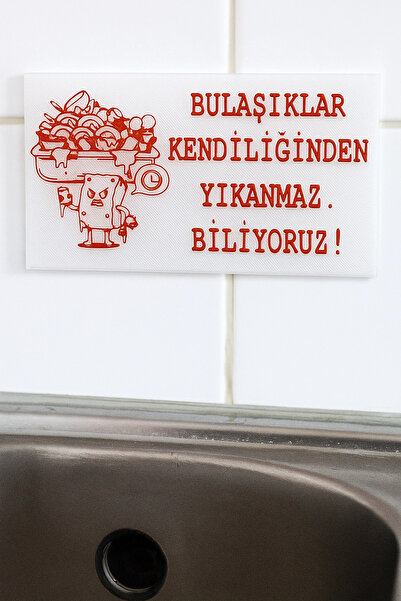 N NOXXO Suya Dayanıklı Mutfak Uyarısı ’’Bulaşıklar Kendiliğinden Yıkanmaz’’ |...