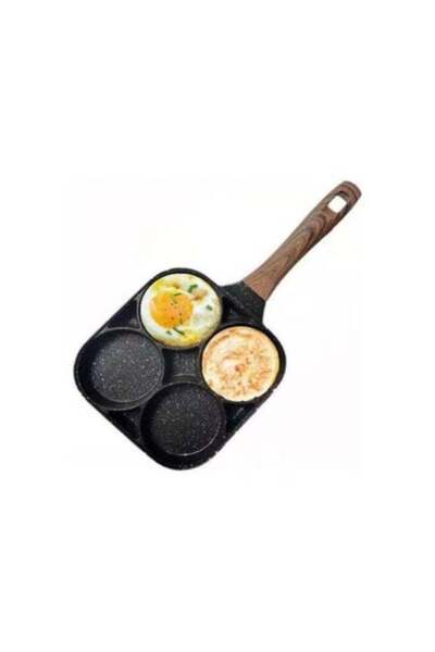 Generic Egg Frying Pan - Non-Stick Aluminium Pancake & Egg Pan with 4 Holes for Induction/Hob/Gas