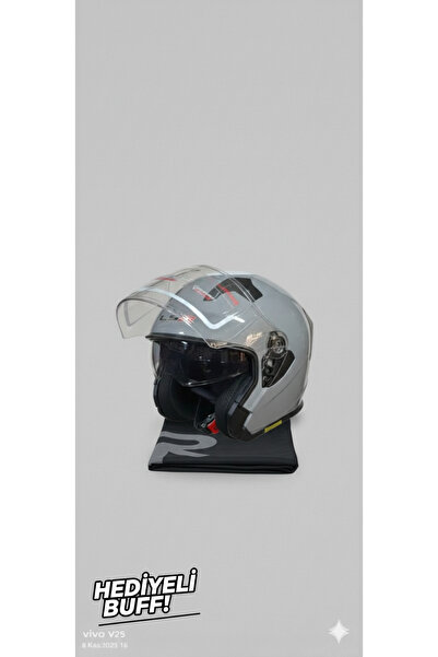 L55 Yarı Açık Motosiklet Kaskı – Agresif Tasarım, Havalandırmalı, Vizörlü (ECE BELGELİ)