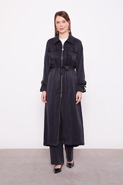 Levidor Black Zipper Closure Cupra Tunic