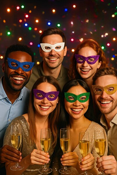 TOYFEST 6’lı Renkli Parti Gözlüğü Seti – Işıltılı Maske Gözlük – Doğum Günü, ...