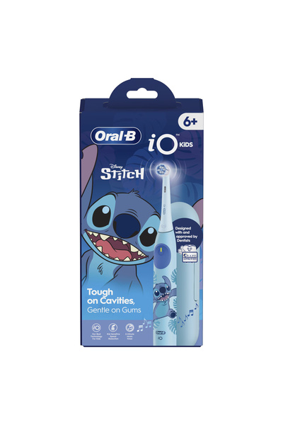 Oral-B iO Kids Disney Stitch Electric Toothbrush, 1 Brush Head, 1 Travel Kit, 3 Modes,,For Ages 6+