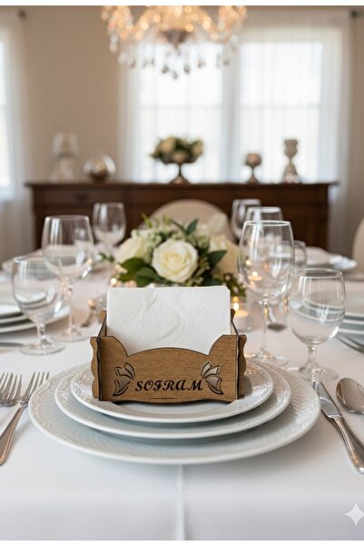 HomeBasics Wooden Napkin Holder Presentation Stand with Written Windmill Detail