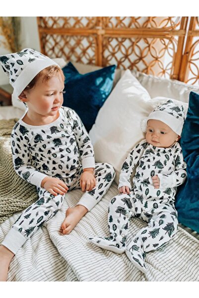 Lovedbaby Children's cotton Christmas pajamas with hat, Oh Christmas Tree, 12 months - 10 years