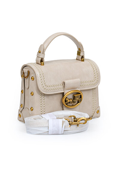 Levidor Authentic Phaeton Metal Logo and Embroidery Detailed Small Size Women's Hand and Shoulder Bag Lv930573 Mink