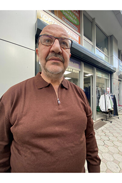 DURVEN Men's Plus Size Half Zip Knit Sweater - Brown