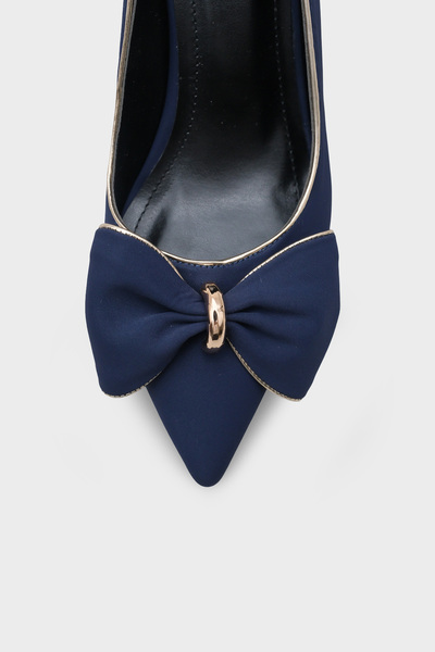 Capone Outfitters Marigold Metal Medium Heel Bow Satin Women's Stylish Shoes