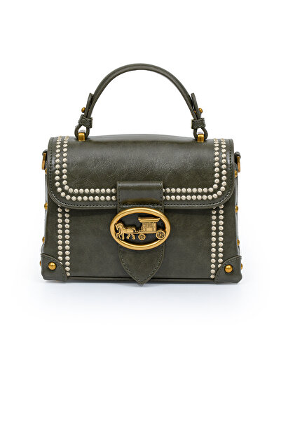 Levidor Authentic Phaeton Metal Logo and Embroidery Detailed Small Size Women's Hand and Shoulder Bag Lv930573 Green