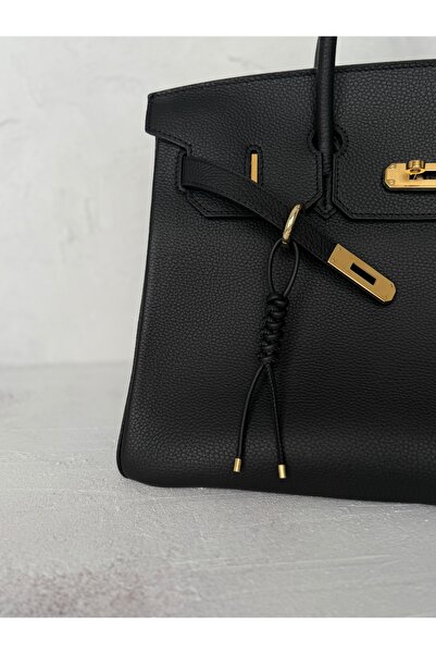 Reg Design Hakiki Deri Handmade Siyah Düğüm Çanta Charmı/Anahtarlık