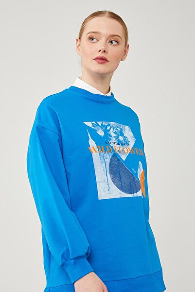 Levidor albastru cobalt Flori cu imprimeu Sweat