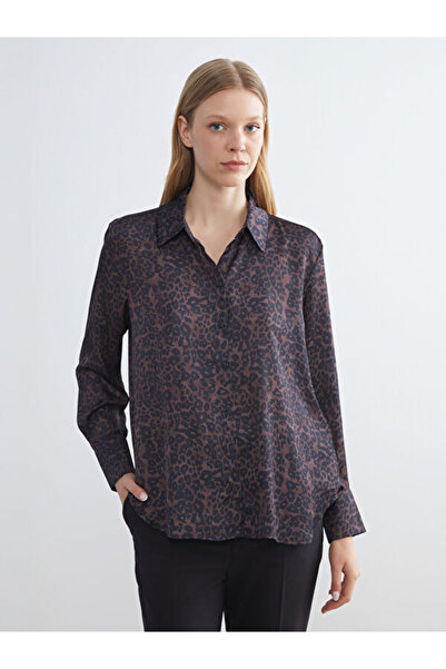 LC Waikiki Leopard Patterned Oversize Satin Women's Shirt