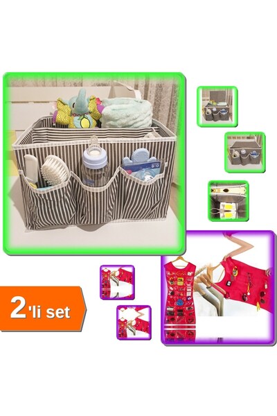 HerEveOyuncak Bebek Beşik Başucu Düzenleyici + Pembe Elbise Şeklinde Takı Org...