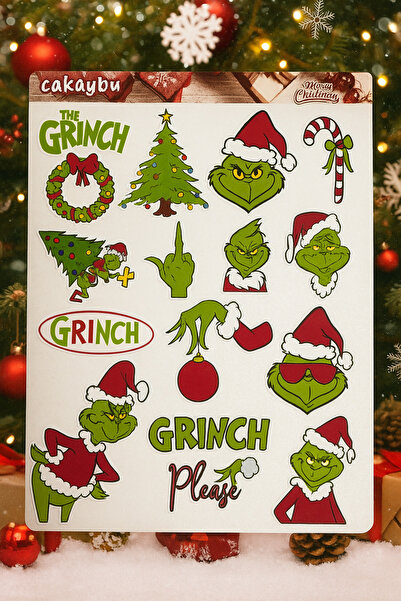 cakaybu مجموعة ملصقات غرينش - صفحة ملصقات عيد الميلاد ذات طابع العام الجديد |