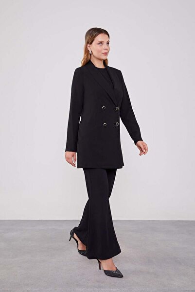 Levidor Μαύρο κοστούμι μπλέιζερ με διπλό στήθος