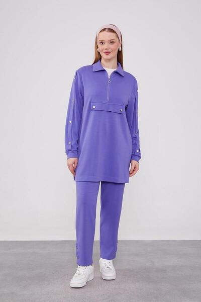 Levidor Αθλητικό Σετ Δύο Τεμάχια με Γιακά Μωβ