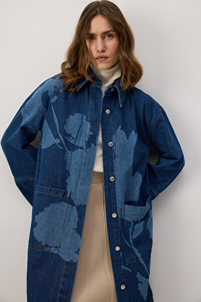 Touché Privé Flower Patterned Denim Jacket