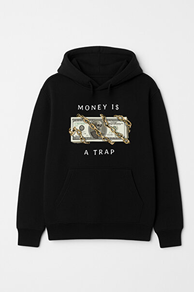 CALKARCOLLECTION سويت شيرت (هودي) Money A Trap للجنسين بغطاء رأس