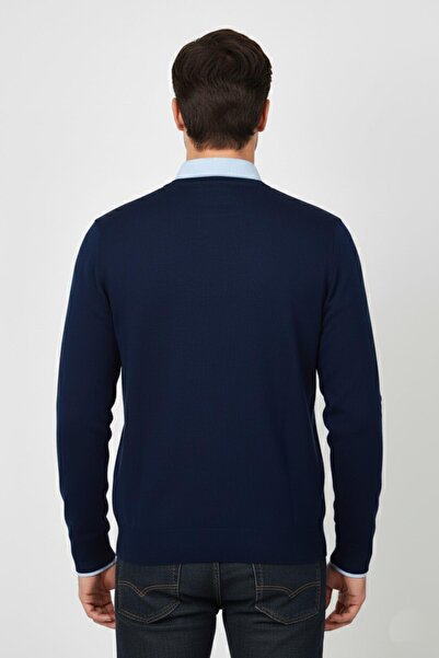 Triko Nehir Men's V-Neck Knitwear Sweater Steel Knit Regular Fit Bgl-St04838