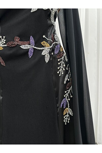 Heidi Black two-fabric embroidered dress