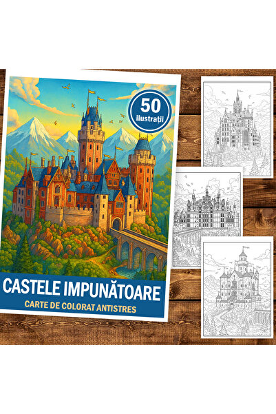 Legendary Gifts Anti-stress coloring book, 50 illustrations of Imposing Castles, 106 pages