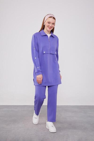 Levidor Αθλητικό Σετ Δύο Τεμάχια με Γιακά Μωβ