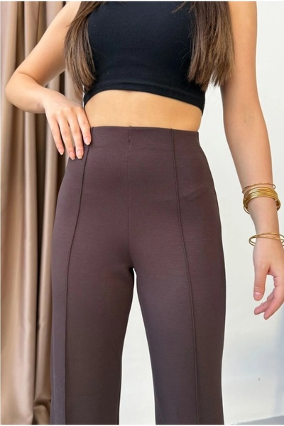 Lovely butik High Waist Palazzo Pants |   Double Pants with Wide Legs and Sewing Details