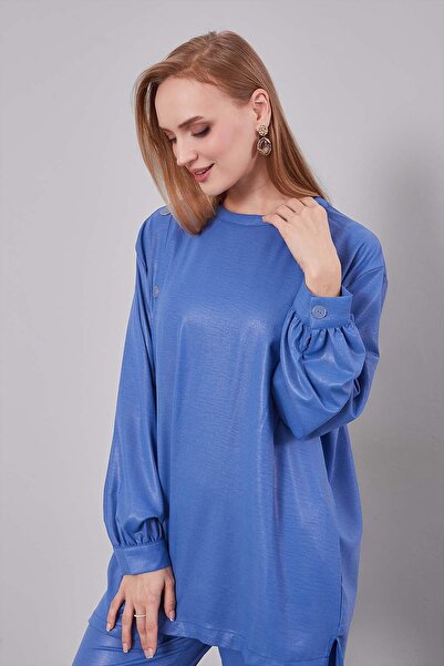 Levidor Διπλό σετ με λεπτομέρεια με κουμπιά με λαιμόκοψη Indigo