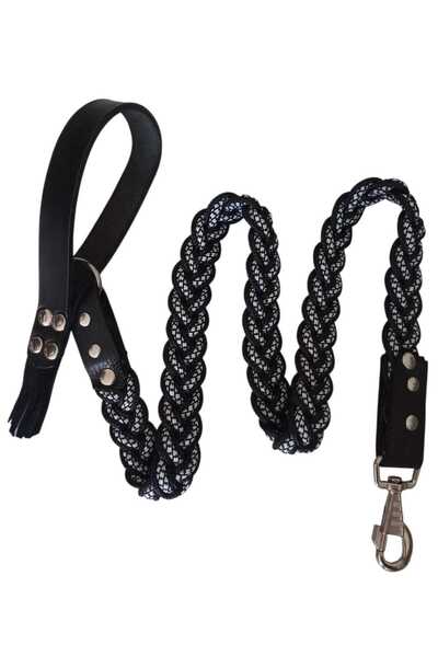 balkonda Dog Walking Leash Collar with Leather Handle 9 Layers Hair Weave Flo...