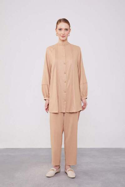 Levidor Beige Crew Neck Airobin Double Set