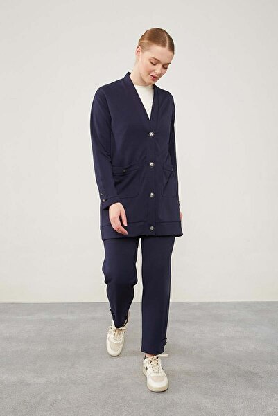 Levidor Laci-Laci Ribbed Button Detailed Cardigan Suit
