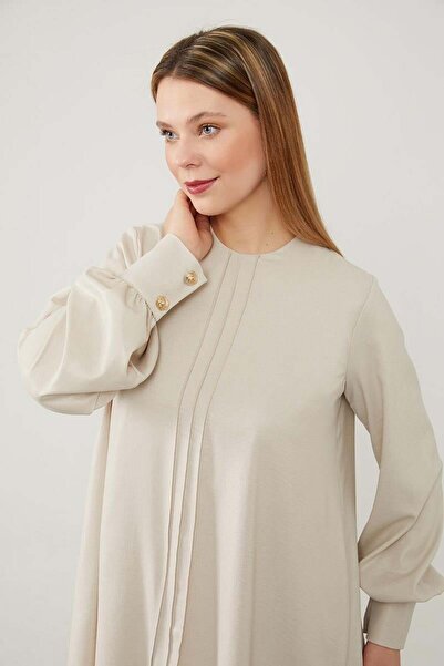 Levidor Stone Asymmetrical Cut Balloon Sleeve Trousers Suit