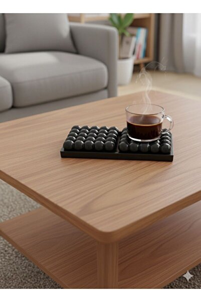 Home Black Bubble Coaster and Base Plate Set of 3 |   Modern Decorative Table...