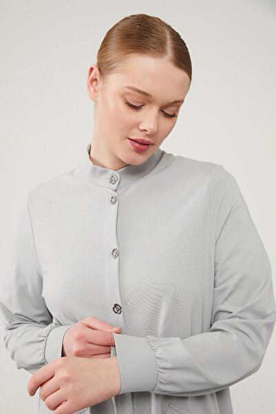 Levidor Gray Judge Collar Button Closure Combed Cotton Sports Suit